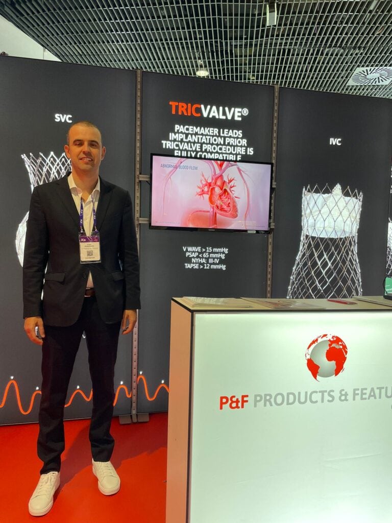 P&F team member at the branded booth at EuroPCR 2025