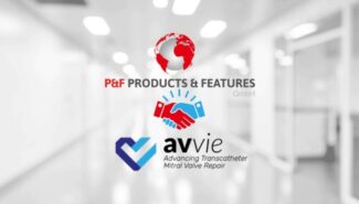 P&F products & features logo stacked with handshake icon and AVVie logo